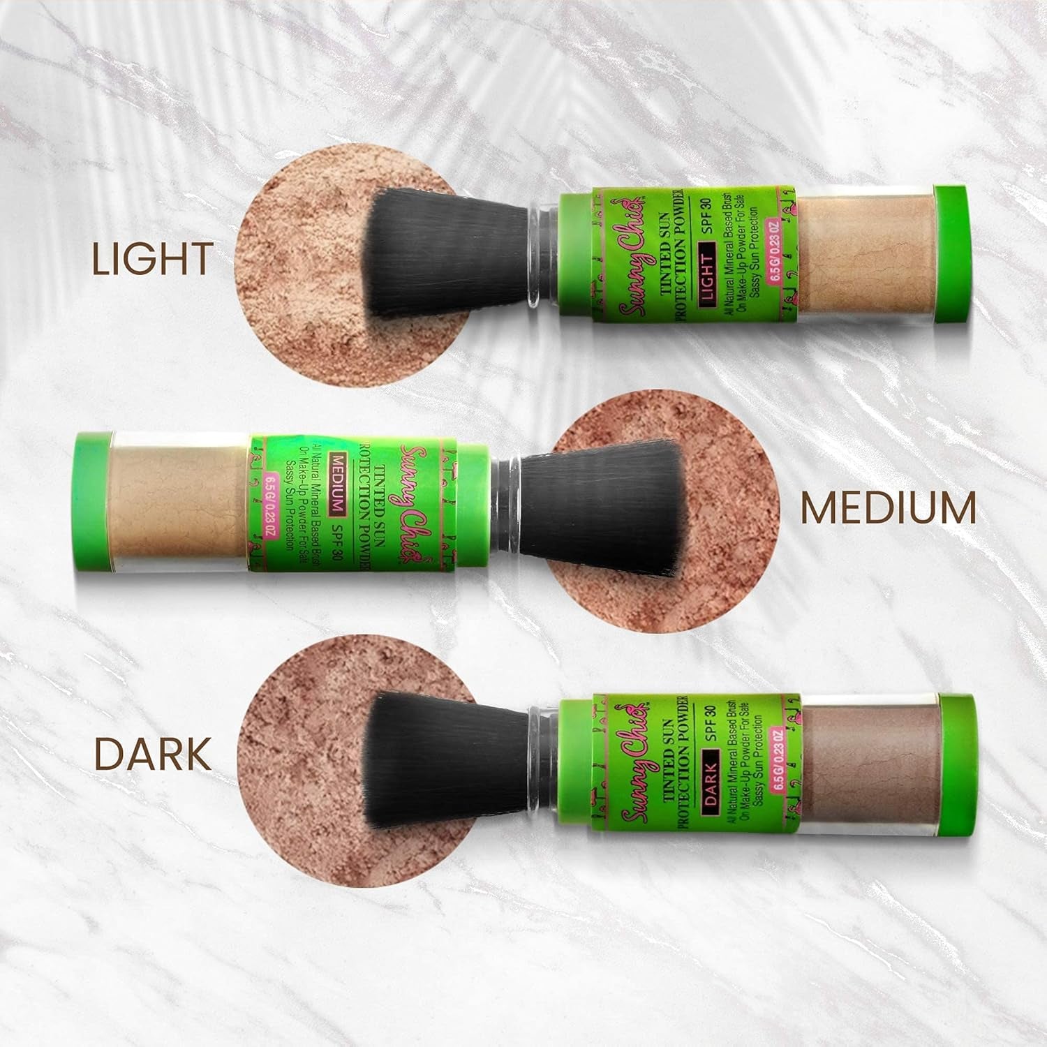 Natural Sunscreen Powder- Tinted Brush-On Mineral Sunblock SPF30- Boho Chic Styles by Reef Love