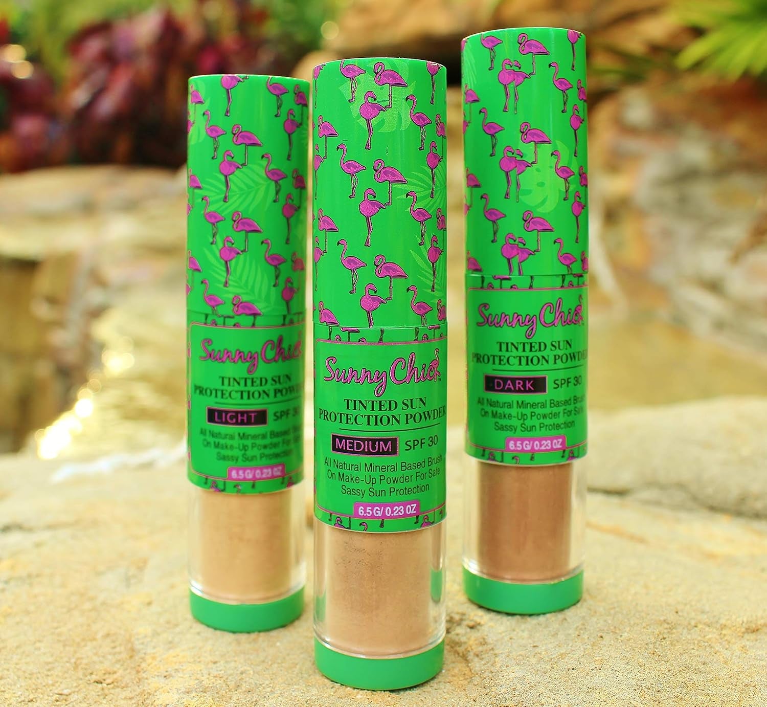 Natural Sunscreen Powder- Tinted Brush-On Mineral Sunblock SPF30- Boho Chic Styles by Reef Love