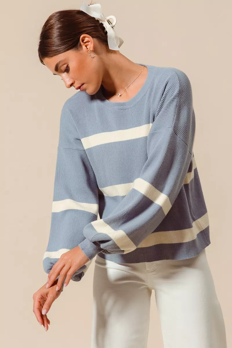 Nautical Ribbed Striped Sweater- Boho Chic Styles by Reef Love
