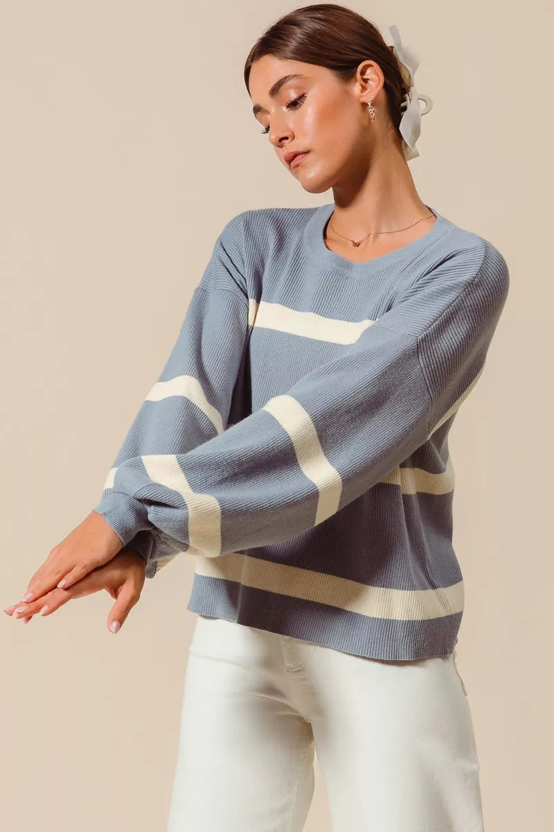 Nautical Ribbed Striped Sweater- Boho Chic Styles by Reef Love