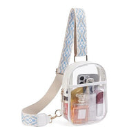 Noelle Clear Stadium Sling Bag-Noelle Clear Stadium Sling bag with gold hardware and adjustable strap. Stadium-approved crossbody with zip closure for concerts, sports, and festivals.-Reef Love