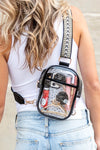 Noelle Clear Stadium Sling Bag-Noelle Clear Stadium Sling bag with gold hardware and adjustable strap. Stadium-approved crossbody with zip closure for concerts, sports, and festivals.-Reef Love
