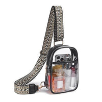 Noelle Clear Stadium Sling Bag-Noelle Clear Stadium Sling bag with gold hardware and adjustable strap. Stadium-approved crossbody with zip closure for concerts, sports, and festivals.-Reef Love