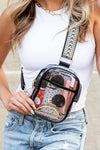 Noelle Clear Stadium Sling Bag-Noelle Clear Stadium Sling bag with gold hardware and adjustable strap. Stadium-approved crossbody with zip closure for concerts, sports, and festivals.-Reef Love