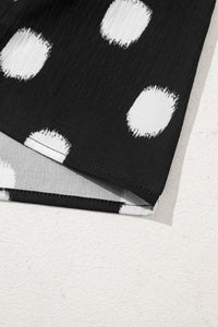 Nola Notched Balloon Sleeve Black & White Polkadot Blouse-Reef Love