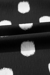 Nola Notched Balloon Sleeve Black & White Polkadot Blouse-Reef Love