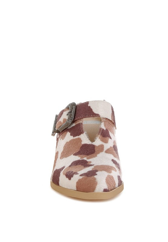 Nometa Faux Suede Buckle Detail Mules-Reef Love