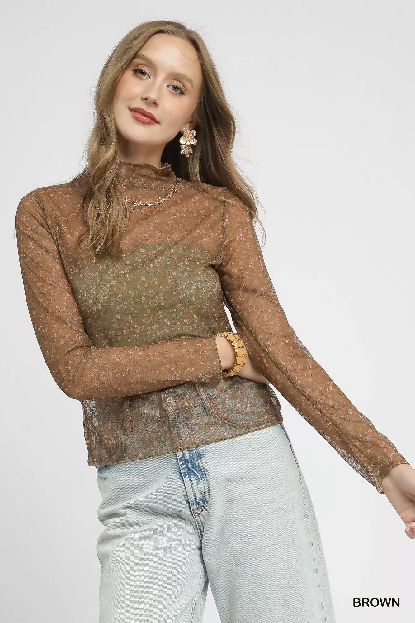 Nylon Lace Mesh Long Sleeve Top - Reef Love
