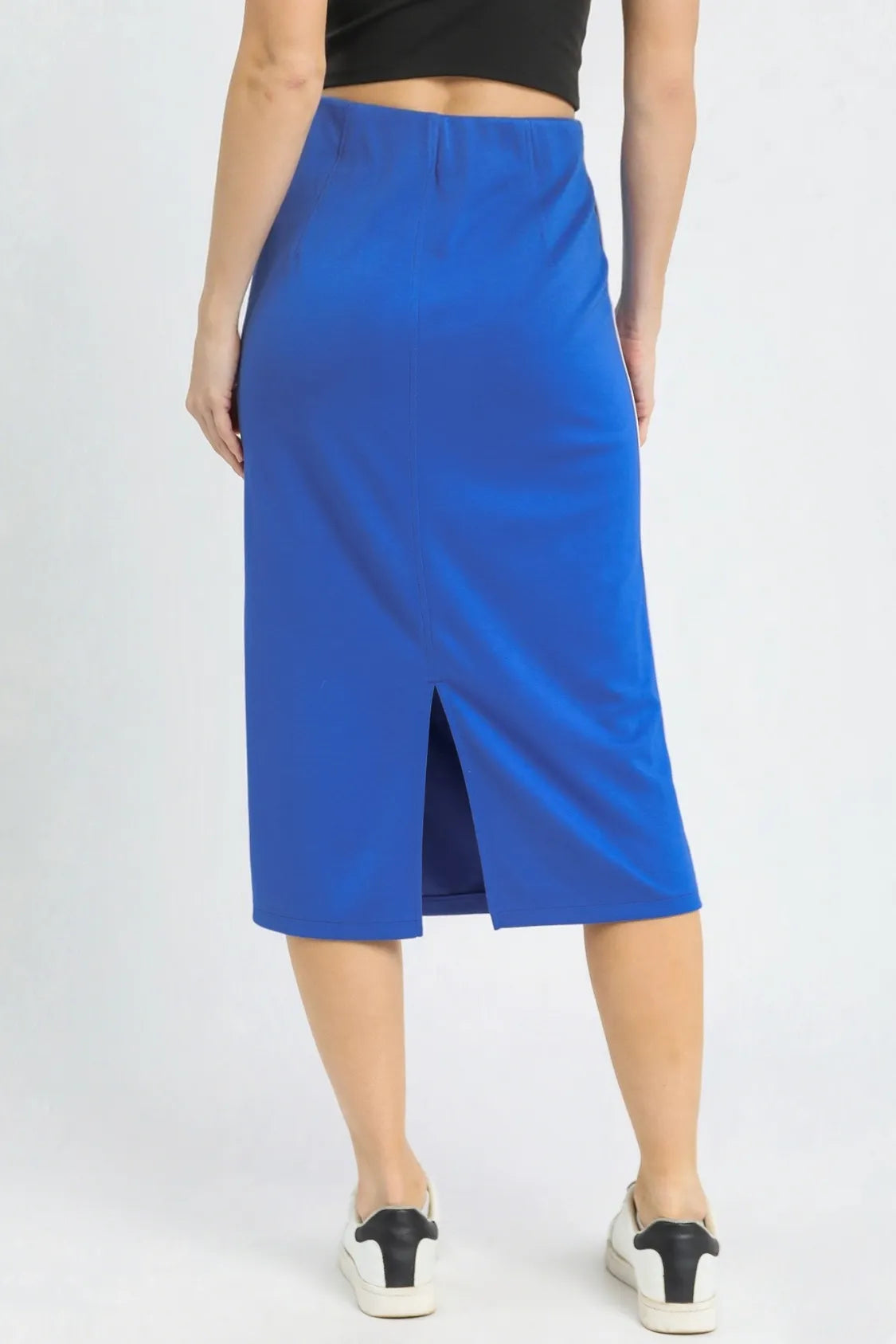 Ocean Contrast Piping Pencil Midi Skirt-Contrast Piping Pencil Midi Skirt, a chic blend of structure, stretch, modern style.
