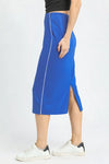 Ocean Contrast Piping Pencil Midi Skirt-Contrast Piping Pencil Midi Skirt, a chic blend of structure, stretch, and modern style. Designed with a high-waisted silhouette to flatter your natural curves.-Reef Love Boho-Chic Boutique