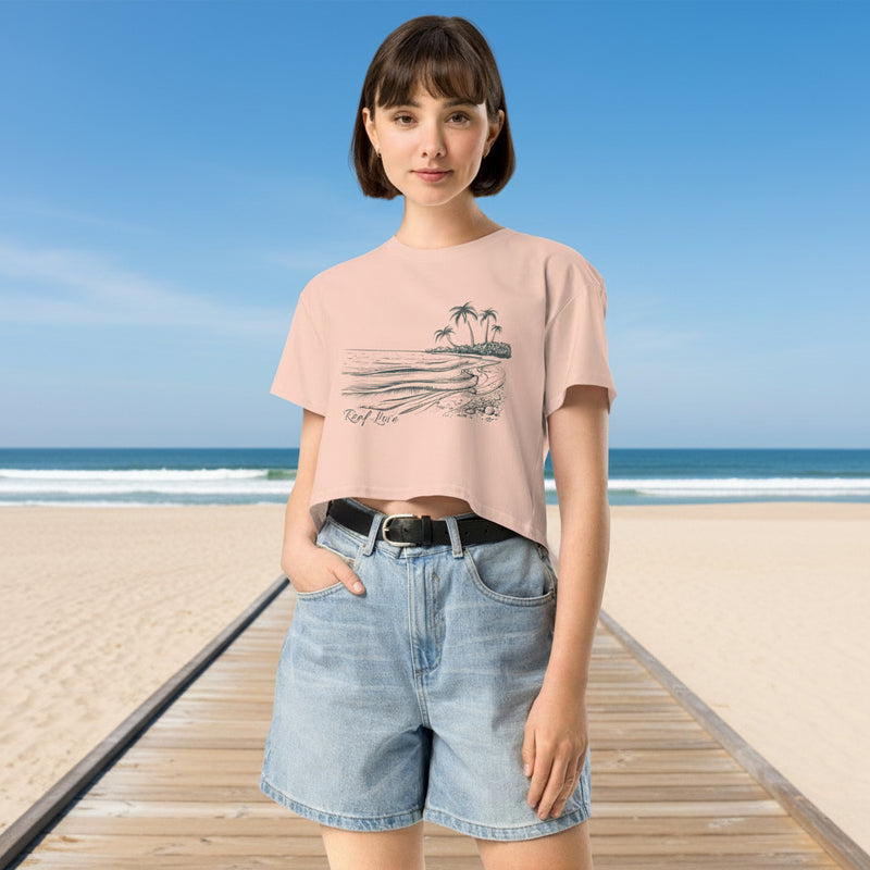 Ocean Scene Reef Love Women’s Graphic Crop Tee- Boho Chic Styles by Reef Love
