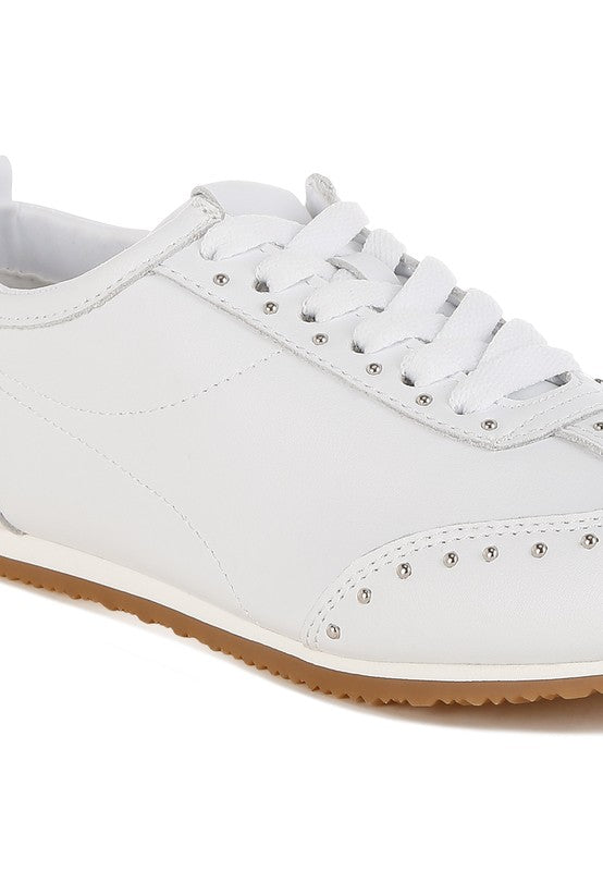 Odaya Studded Real Soft Leather Sneakers by Rag&Co