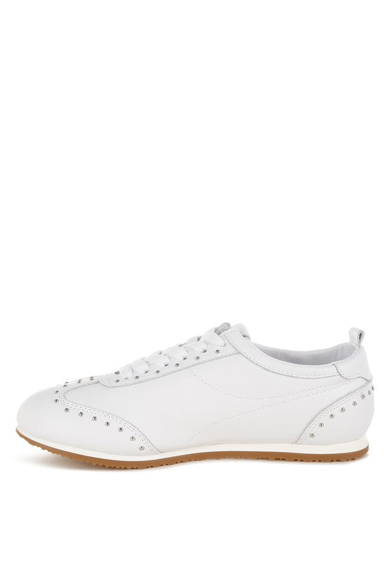 Odaya Studded Real Soft Leather Sneakers by Rag&Co