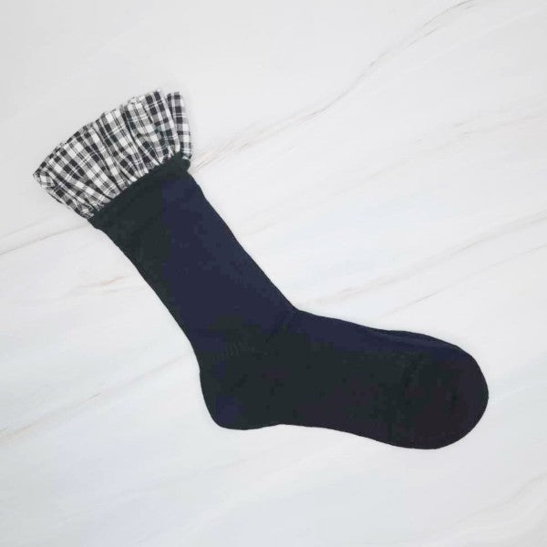 Oh So Chic Plaid Ruffle Top Socks-Add a preppy twist to your wardrobe with the Oh So Chic Plaid Ruffle Top Socks. Featuring a charming plaid design and delicate ruffle trim.