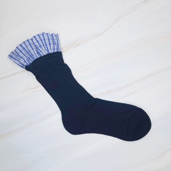Oh So Chic Plaid Ruffle Top Socks-Add a preppy twist to your wardrobe with the Oh So Chic Plaid Ruffle Top Socks. Featuring a charming plaid design and delicate ruffle trim.