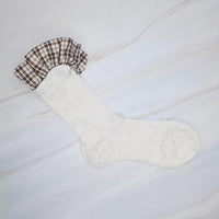 Oh So Chic Plaid Ruffle Top Socks-Add a preppy twist to your wardrobe with the Oh So Chic Plaid Ruffle Top Socks. Featuring a charming plaid design and delicate ruffle trim.