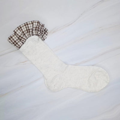 Oh So Chic Plaid Ruffle Top Socks-Add a preppy twist to your wardrobe with the Oh So Chic Plaid Ruffle Top Socks. Featuring a charming plaid design and delicate ruffle trim.
