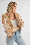Shop Oita Floral Zip Front Hoodie-Cozy meets cool in the Oita Floral Zip-Up Hoodie - sherpa-lined warmth, bold floral print, and a bomber fit make this your new cold-weather go-to.-available at Reef Love online boho-chic boutique