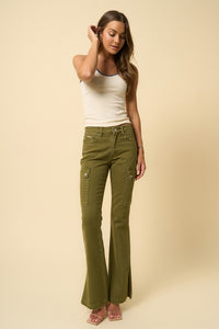 Olive Cargo Bootcut Jeans