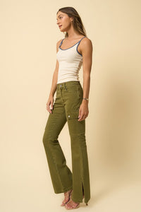 Olive Cargo Bootcut Jeans