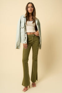 Olive Cargo Bootcut Jeans