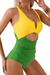 One Piece Cut-Out Color Block Swimsuit-One Piece Cut-Out Color Block Swimsuit - Modern and flattering. Featuring bold color block and stylish cut-outs, this swimsuit combines structure and flair. -Reef Love