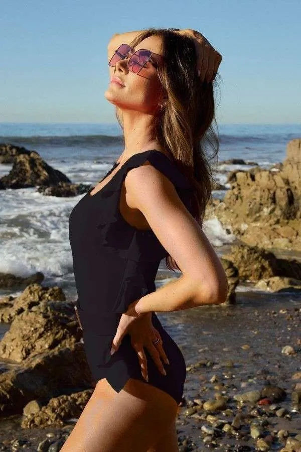 One Shoulder Ruffle One Piece Swimsuit-One Piece Swimsuit-Reef Love