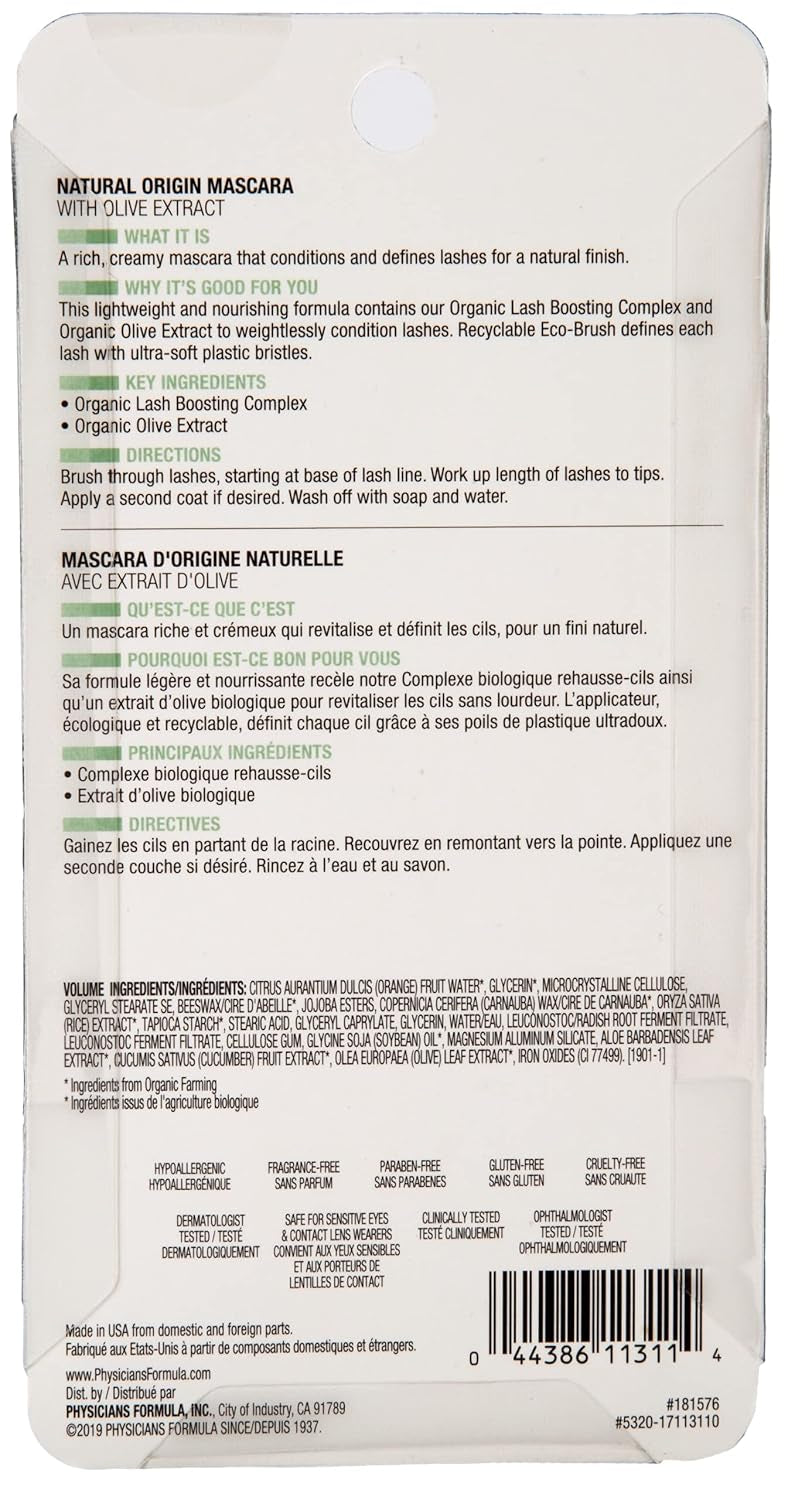 Organic Mascara Formula Organic Wear All Natural Origin Mascara,Organic Makeup,Black,Dermatologist Test