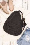 Oversized Canvas Sling Backpack-Oversized canvas sling backpack with adjustable strap and zip pockets. Lightweight, casual, and perfect for everyday or carrying travel essentials.-Reef Love