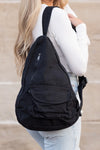 Oversized Canvas Sling Backpack-Oversized canvas sling backpack with adjustable strap and zip pockets. Lightweight, casual, and perfect for everyday or carrying travel essentials.-Reef Love