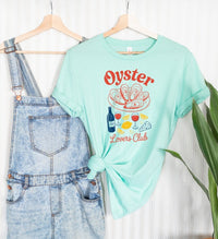 Oyster Lovers Club Boutique Top Graphic Tee-Join the Oyster Lovers Club with this retro-inspired tee! Super soft cotton, unisex fit, and coastal charm in every color. Perfect for seafood lovers.-Reef Love
