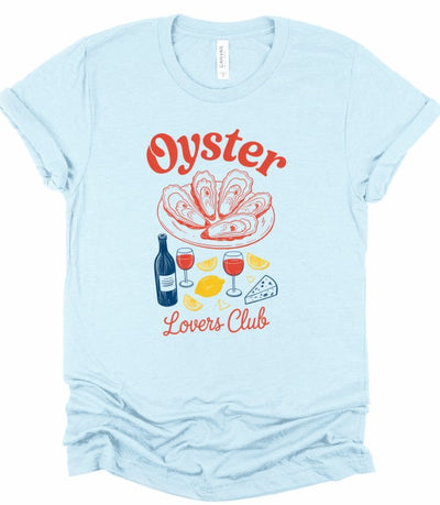 Oyster Lovers Club Boutique Top Graphic Tee-Join the Oyster Lovers Club with this retro-inspired tee! Super soft cotton, unisex fit, and coastal charm in every color. Perfect for seafood lovers.-Reef Love
