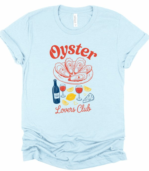 Oyster Lovers Club Boutique Top Graphic Tee-Join the Oyster Lovers Club with this retro-inspired tee! Super soft cotton, unisex fit, and coastal charm in every color. Perfect for seafood lovers.-Reef Love