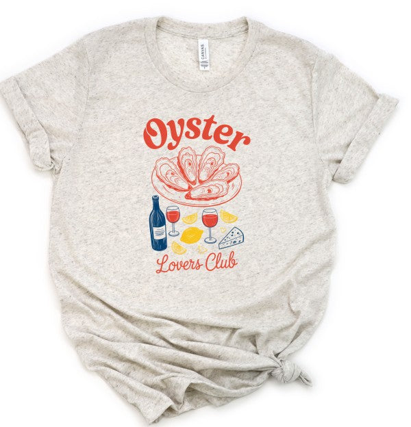 Oyster Lovers Club Boutique Top Graphic Tee-Join the Oyster Lovers Club with this retro-inspired tee! Super soft cotton, unisex fit, and coastal charm in every color. Perfect for seafood lovers.-Reef Love