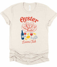 Oyster Lovers Club Boutique Top Graphic Tee-Join the Oyster Lovers Club with this retro-inspired tee! Super soft cotton, unisex fit, and coastal charm in every color. Perfect for seafood lovers.-Reef Love