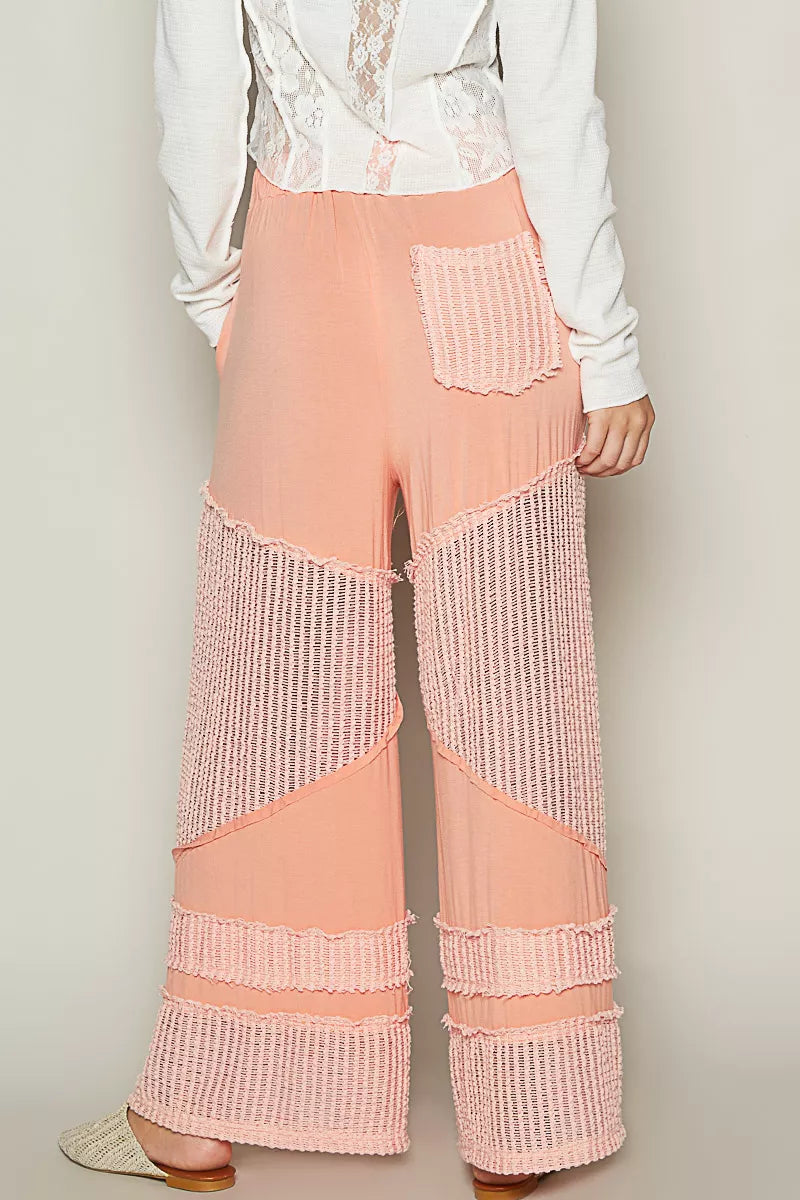 POL Coral Drawstring Elastic Waistband Wide-Leg Pants