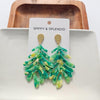 Shop Palm Leaf Earrings - Green-Green palm leaf statement earrings with gold accents. Lightweight, tropical, and bold—perfect for vacations, events, or adding resort style to everyday looks.-available at Reef Love online boho-chic boutique