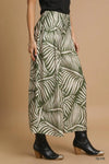 Palm Leaf Print Wide Leg Culotte Pants