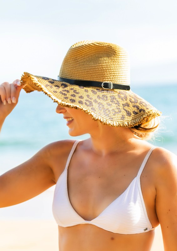 Panama Leopard Wide Brim Belted Sun Hat
