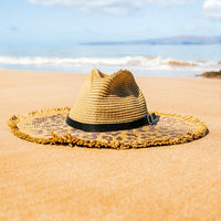 Panama Leopard Wide Brim Belted Sun Hat