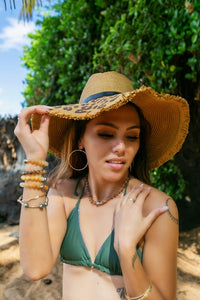 Panama Leopard Wide Brim Belted Sun Hat