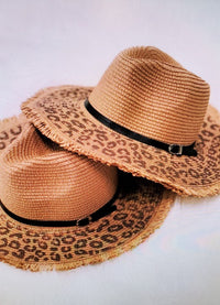 Panama Leopard Wide Brim Belted Sun Hat