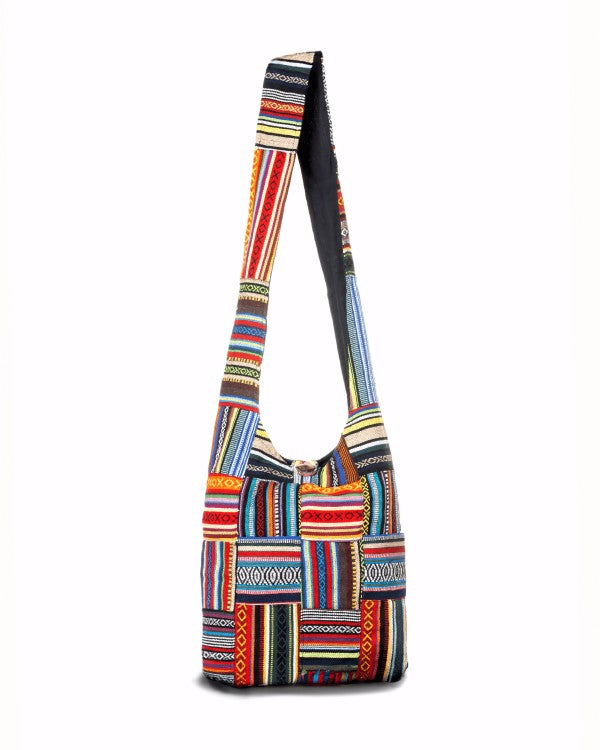 Kathmandu Collection Patchwork Striped Hobo Bag-Hobo Bag-Reef Love