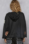 Peace Patch Floral Long Sleeve Hoodie-Hoodie-Reef Love