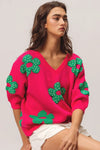 Pearl Beads Flowers Sweater Top-Reef Love