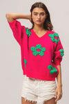 Pearl Beads Flowers Sweater Top-Reef Love