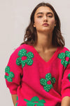 Pearl Beads Flowers Sweater Top-Reef Love