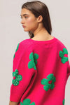 Pearl Beads Flowers Sweater Top-Reef Love