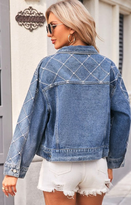 Pearl Embellished Denim Jacket