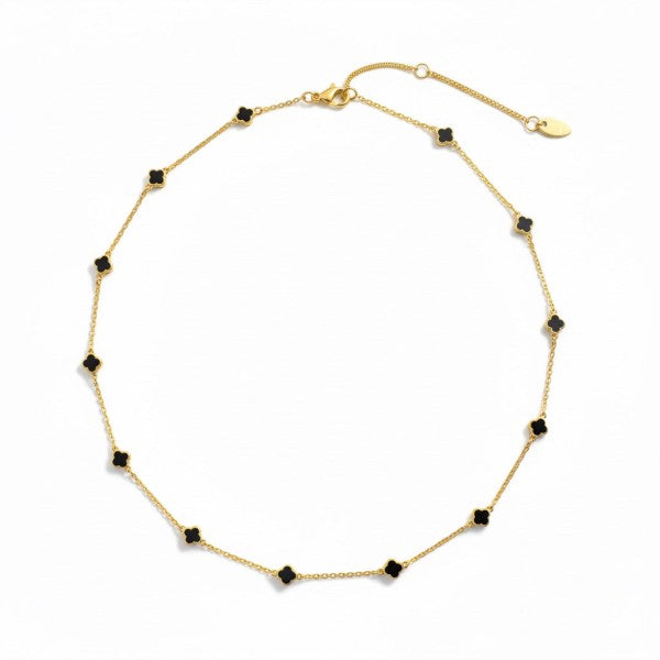 Petite Colored Clover Necklace-Reef Love